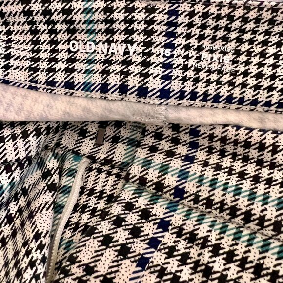 Old Navy Pixie Trouser Pants in Black Blue Green Plaid - Picture 5 of 5